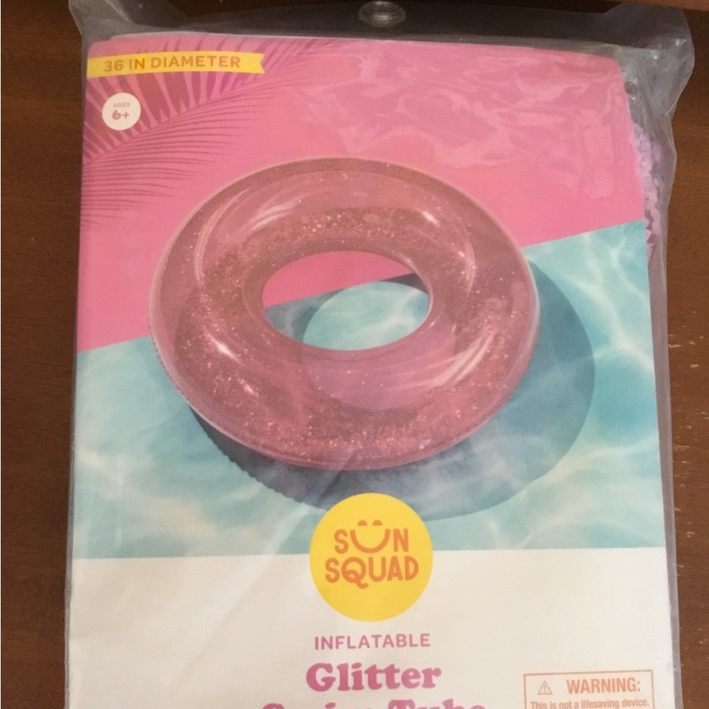 Pink Glitter Inflatable Swim Ring